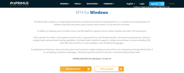 Plataformas comerciales FXprimus